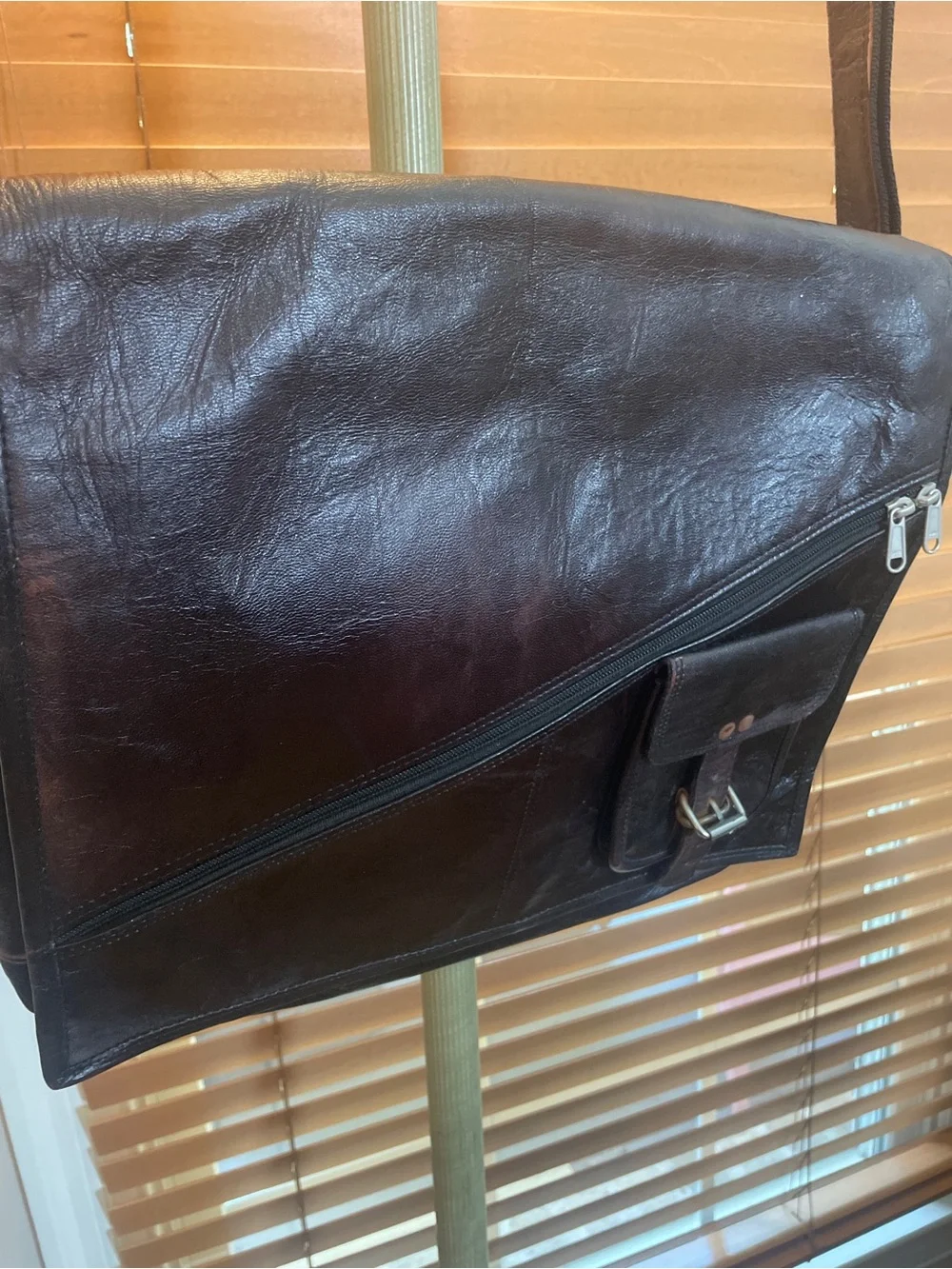 Grasslanders Australia Brown Leather Messenger Bag with Front Pocket (OL3)